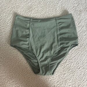 Aerie High-Waisted Green Bikini Bottom M